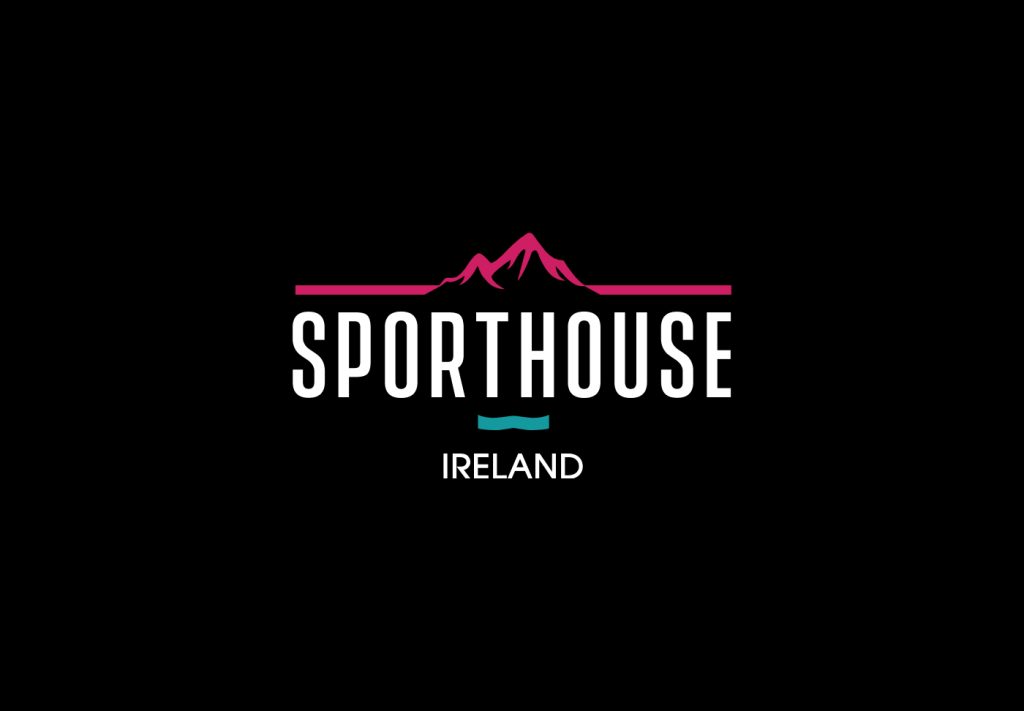 Sporthouse Ireland logo, colour version on black