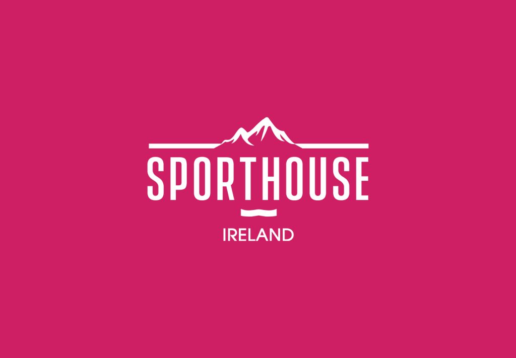 Sporthouse Ireland logo, white on magenta
